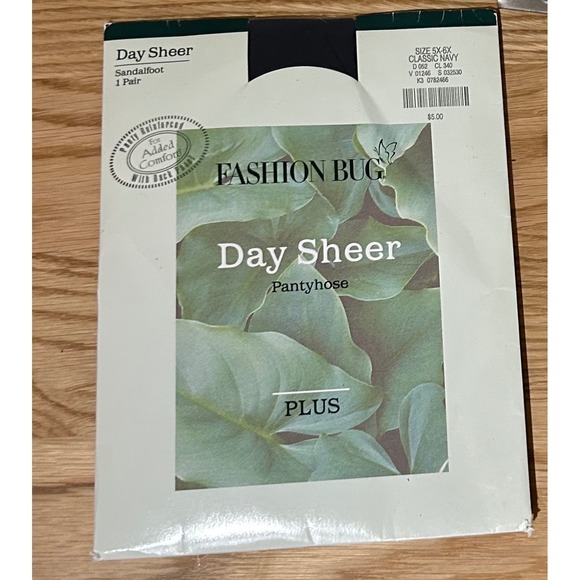 Fashion Bug Day Sheer Pantyhose‎ Plus Size 5X-6X Classic Navy Sandalfoot - Picture 1 of 2